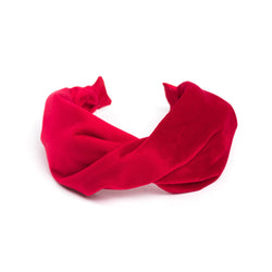 VELVET HAIR BAND FOLDED RED