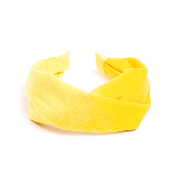 VELVET HAIR BAND FOLDED SUN YELLOW