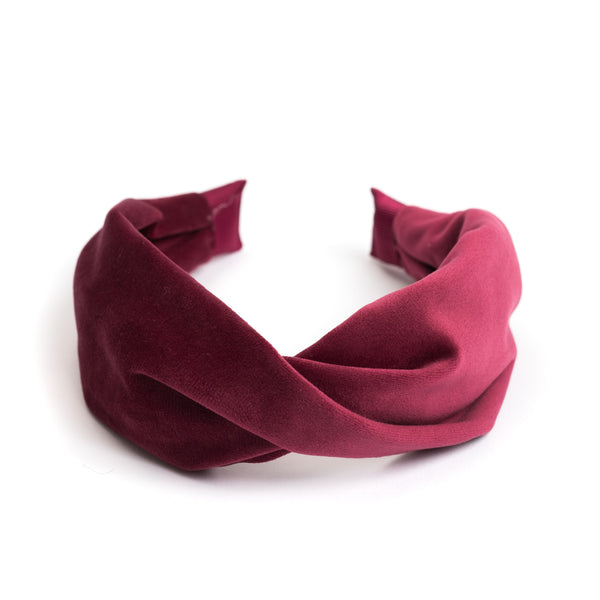 VELVET HAIR BAND FOLDED WINE