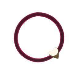 VELVET HAIR TIE WILDBERRY W/GOLD HEART