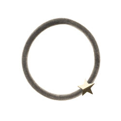 VELVET HAIR TIE GREY W/GOLD STAR