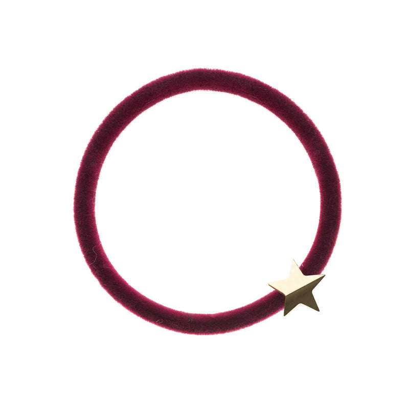 VELVET HAIR TIE WILDBERRY W/GOLD STAR