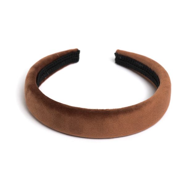 VELVET HAIR BAND BROAD COGNAC