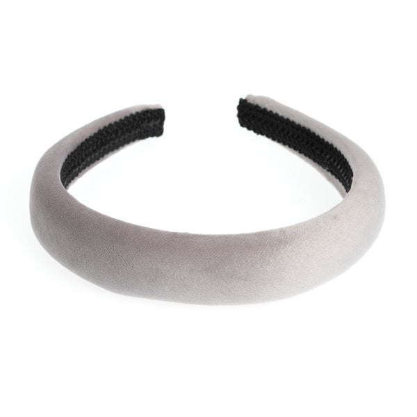 VELVET HAIR BAND BROAD ELEPHANT GREY