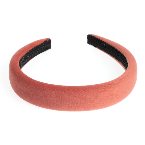 VELVET HAIR BAND BROAD TERRACOTTA