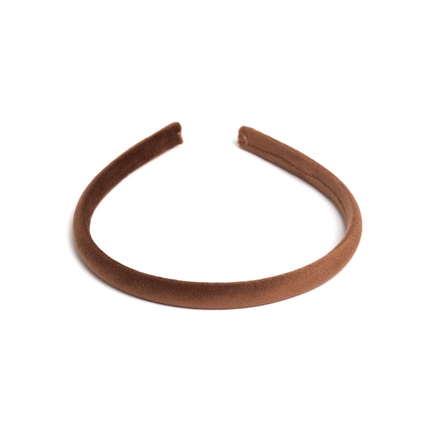 VELVET HAIR BAND THIN COGNAC