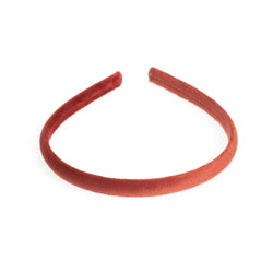 VELVET HAIR BAND THIN DARK TERRACOTTA