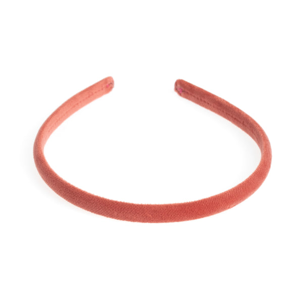 VELVET HAIR BAND THIN LIGHT TERRACOTTA