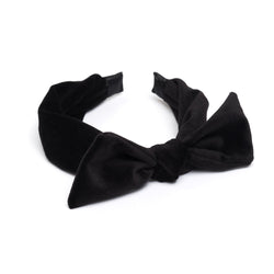 VELVET HAIR BAND W/BOW BLACK