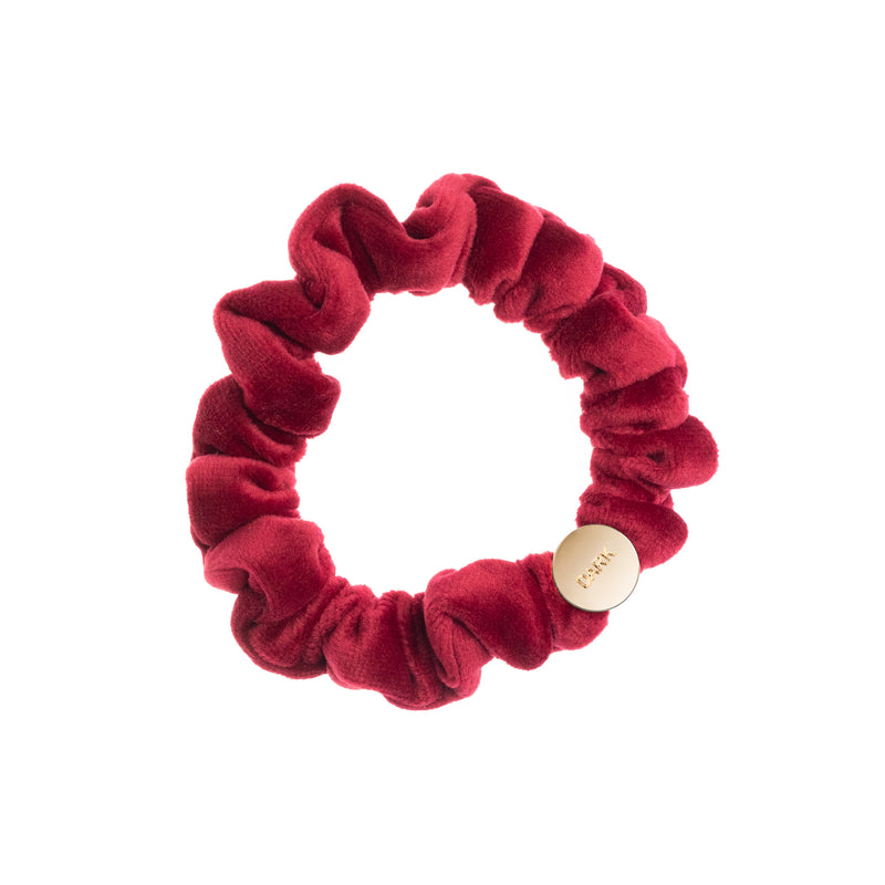 VELVET MINI SCRUNCHIE OX RED