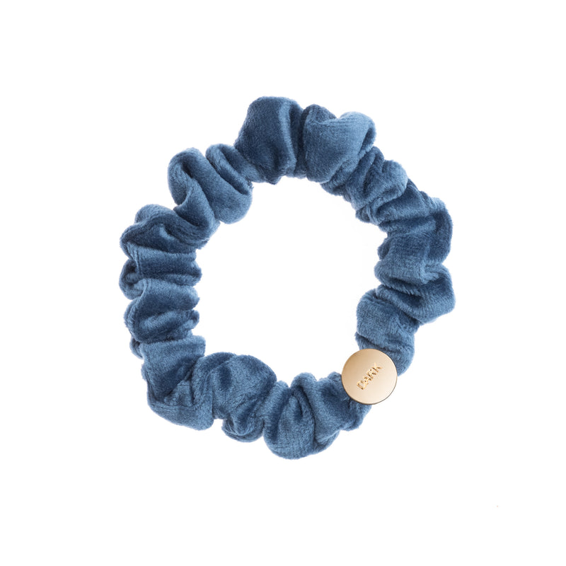 VELVET MINI SCRUNCHIE STONE BLUE