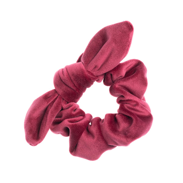 VELVET SCRUNCHIE W/BOW WINE