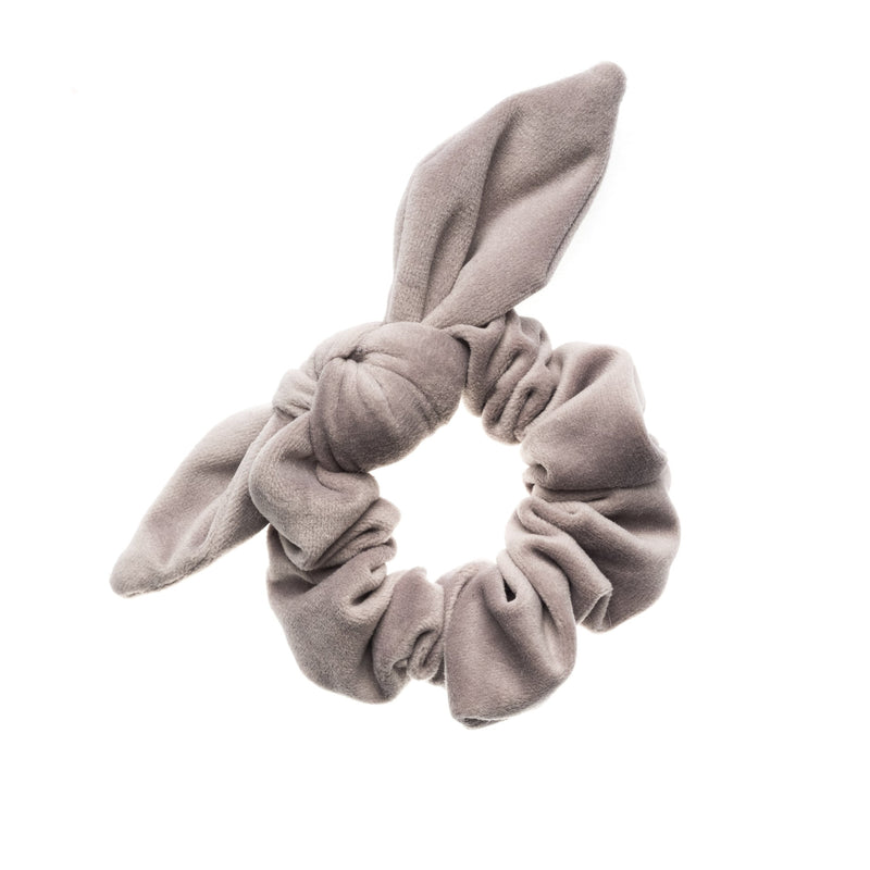 VELVET HAIR TIE W/EARS ELEPHANT GREY