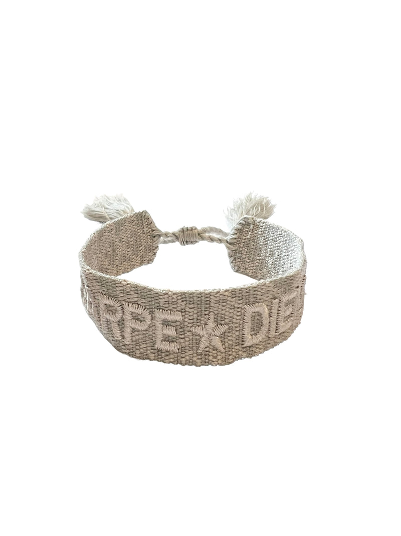 WOVEN FRIENDSHIP BRACELET  "CARPE DIEM" LIGHT GREY