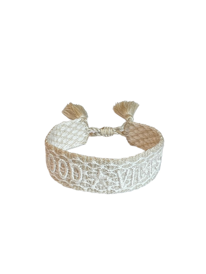 WOVEN FRIENDSHIP BRACELET "GOOD VIBES" SAND