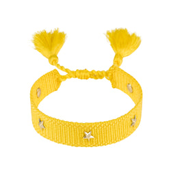 WOVEN FRIENDSHIP BRACELET THIN W/STAR STUD - SUN YELLOW