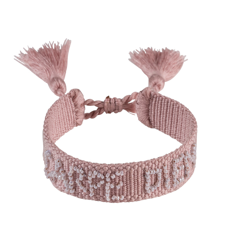 WOVEN FRIENDSHIP BRACELET THIN "CARPE DIEM" PALE ROSE