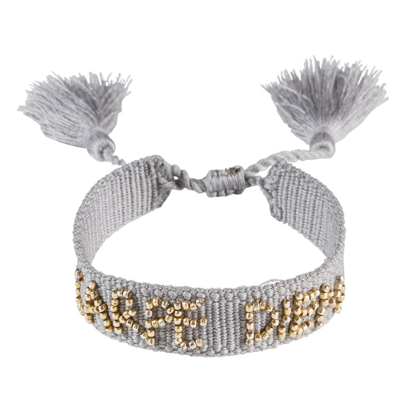 WOVEN FRIENDSHIP BRACELET THIN "CARPE DIEM" LIGHT GREY