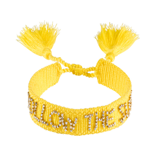 WOVEN FRIENDSHIP BRACELET THIN "FOLLOW THE SUN" SUN YELLOW