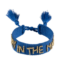 WOVEN FRIENDSHIP BRACELET THIN "STAY IN THE MAGIC" STRONG BLUE
