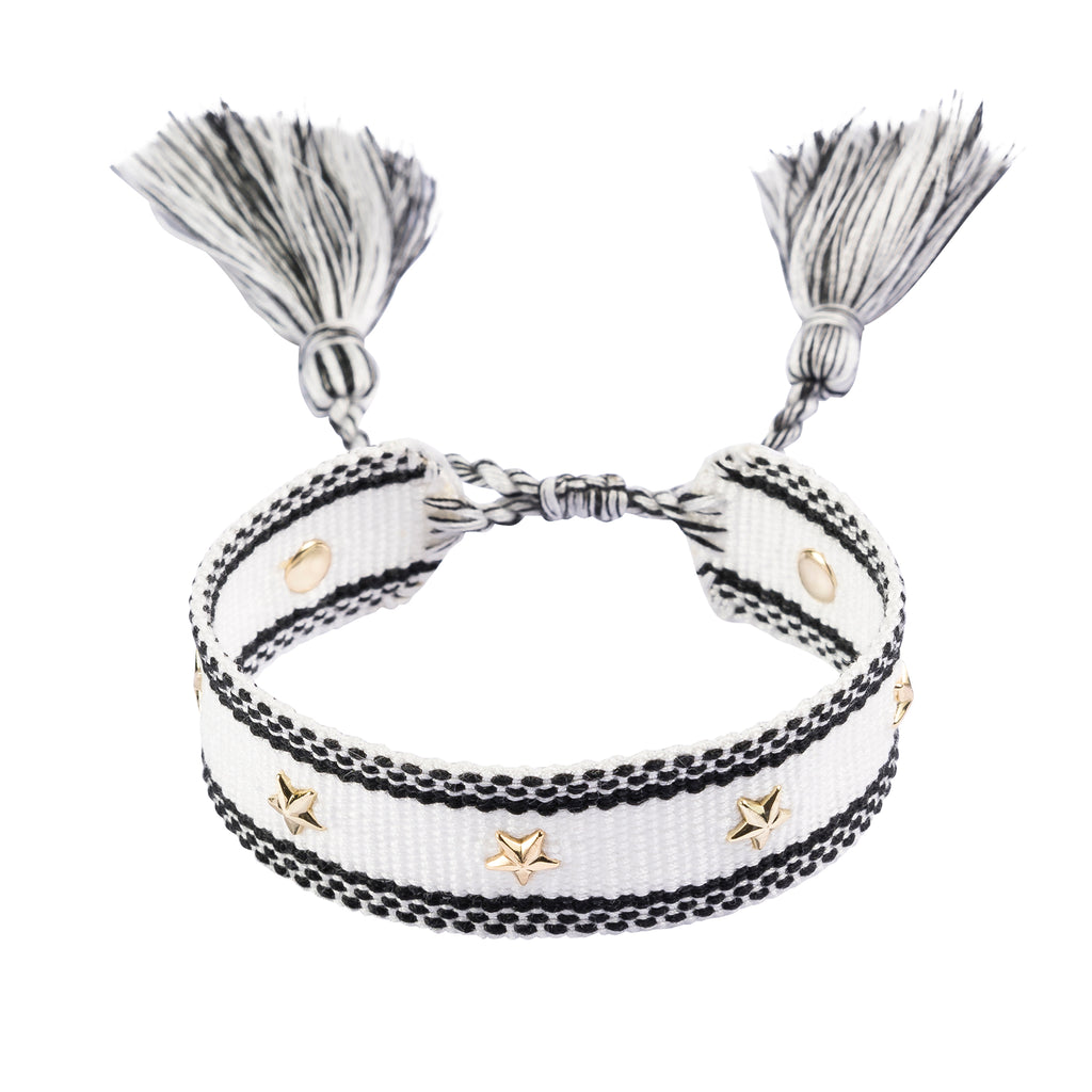 WOVEN FRIENDSHIP BRACELET W/CHARMS BLACK – DARK department