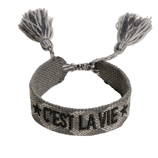 WOVEN FRIENDSHIP BRACELET - "C'EST LA VIE" CHARCOAL