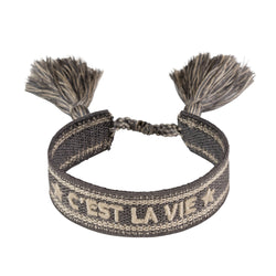 WOVEN FRIENDSHIP BRACELET - "C'EST LA VIE" DARK GREY