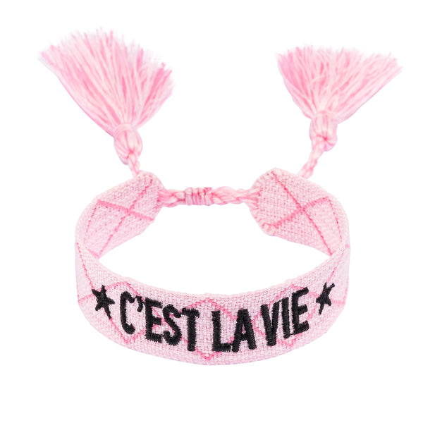 WOVEN FRIENDSHIP BRACELET - "C'EST LA VIE" PALE PINK