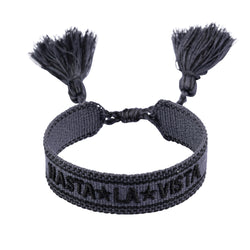 WOVEN FRIENDSHIP BRACELET - "HASTA LA VISTA" DARK GREY