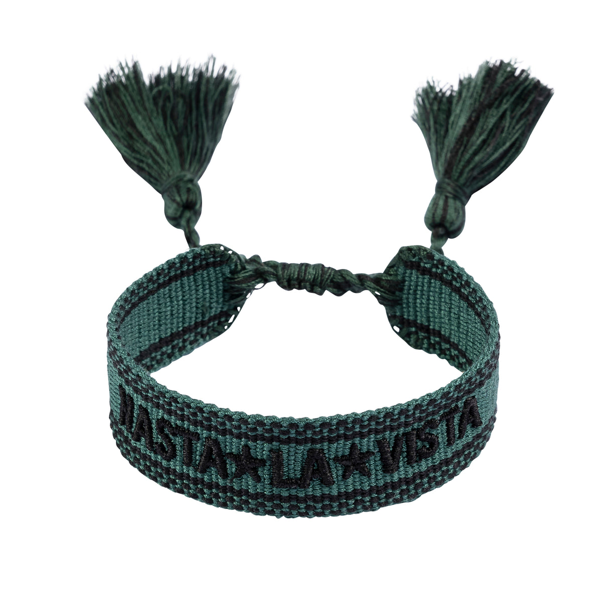 WOVEN FRIENDSHIP BRACELET - "HASTA LA VISTA" PINE