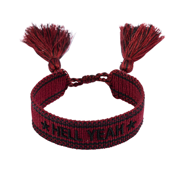 WOVEN FRIENDSHIP BRACELET - "HELL YEAH" OX RED