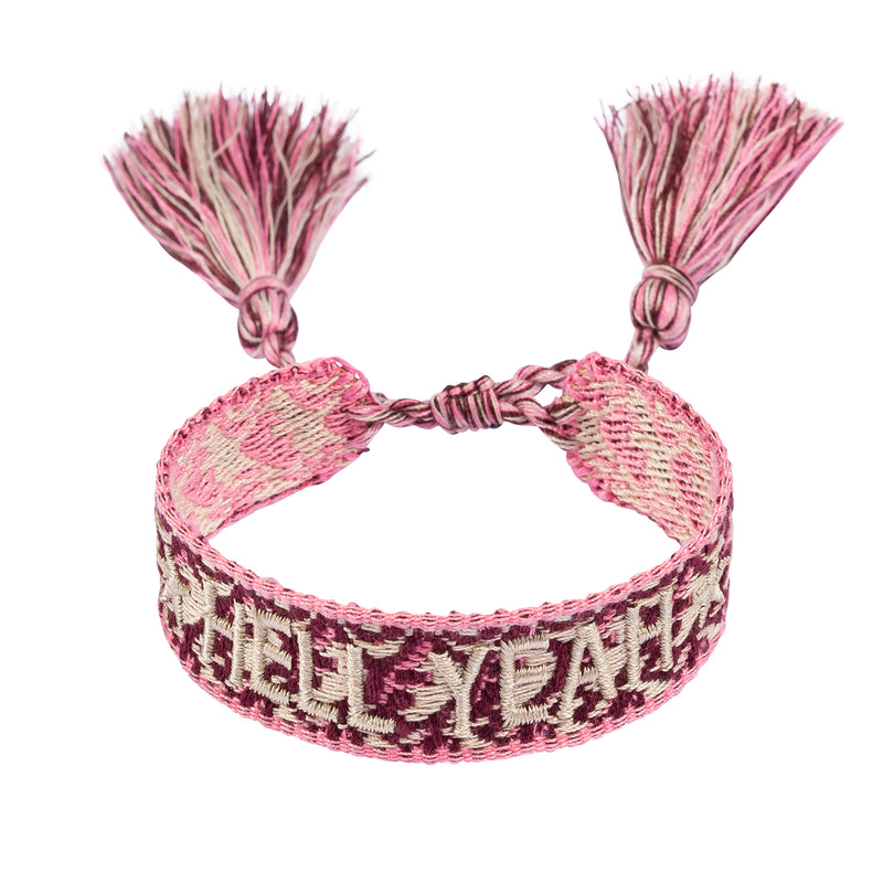 WOVEN FRIENDSHIP BRACELET - "HELL YEAH" ROSE