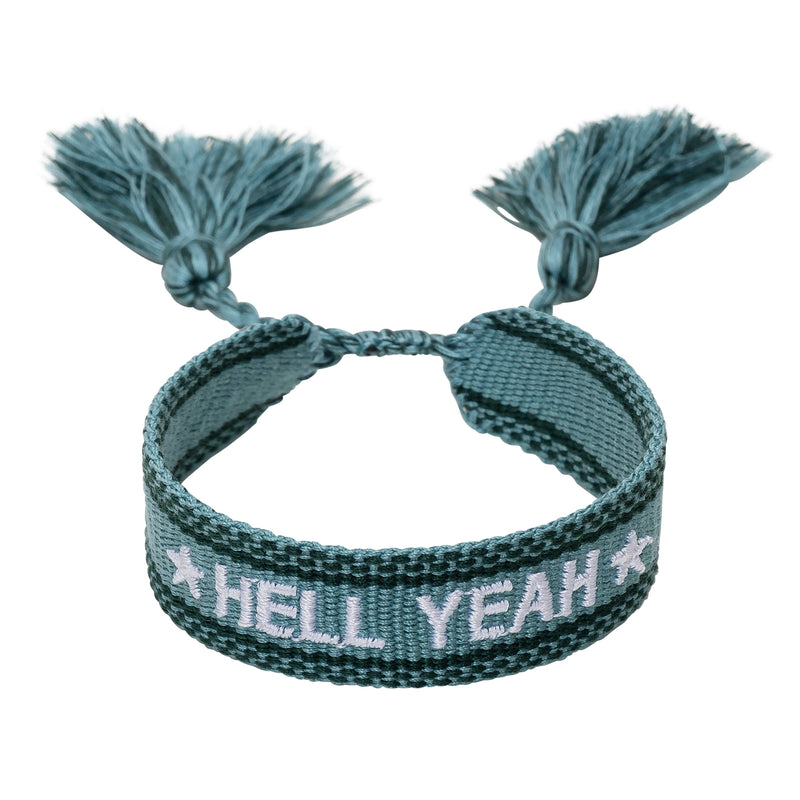 WOVEN FRIENDSHIP BRACELET - "HELL YEAH" TEAL