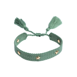 WOVEN FRIENDSHIP BRACELET THIN W/STAR STUD - OCEAN