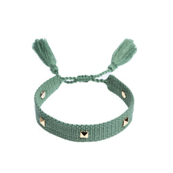 WOVEN FRIENDSHIP BRACELET THIN W/STUD - OCEAN