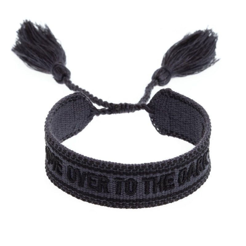 WOVEN FRIENDSHIP BRACELET - "COME OVER TO THE DARK SIDE" CHARCOAL