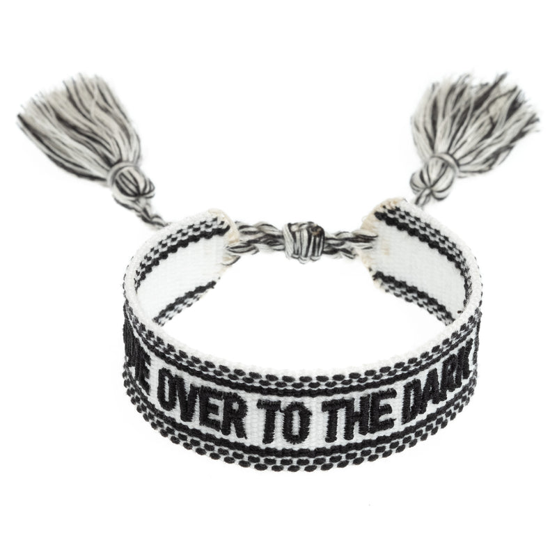 WOVEN FRIENDSHIP BRACELET - "COME OVER TO THE DARK SIDE" WHITE