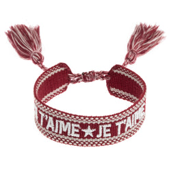 WOVEN FRIENDSHIP BRACELET - "JE T'AIME" OX RED