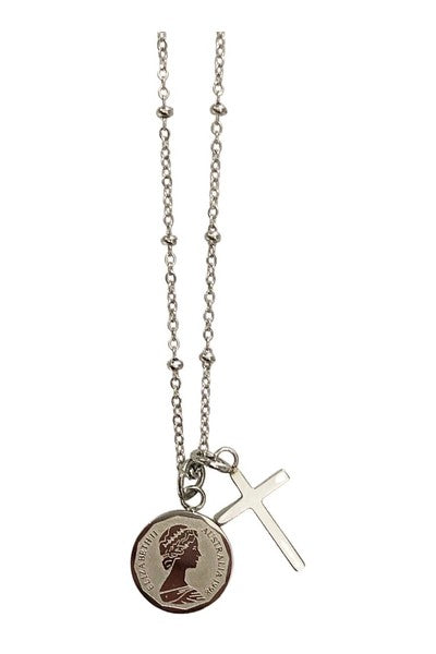 CROSS CHARM NECKLACE SILVER