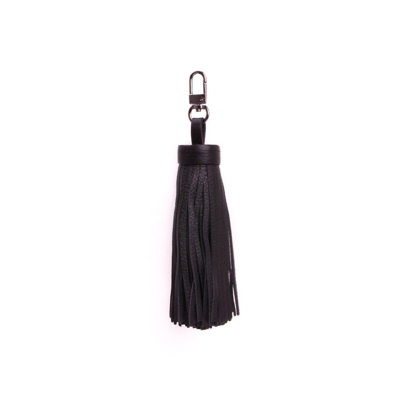 LEATHER TASSEL BLACK W/GUN METAL