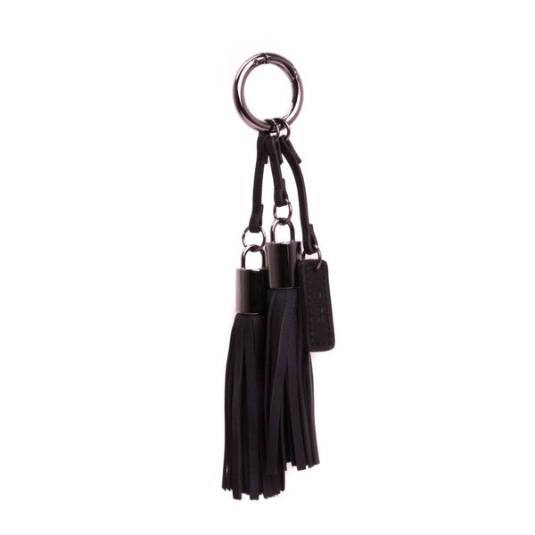 LEATHER TWIN TASSEL NAPPA BLACK W/GUN METAL